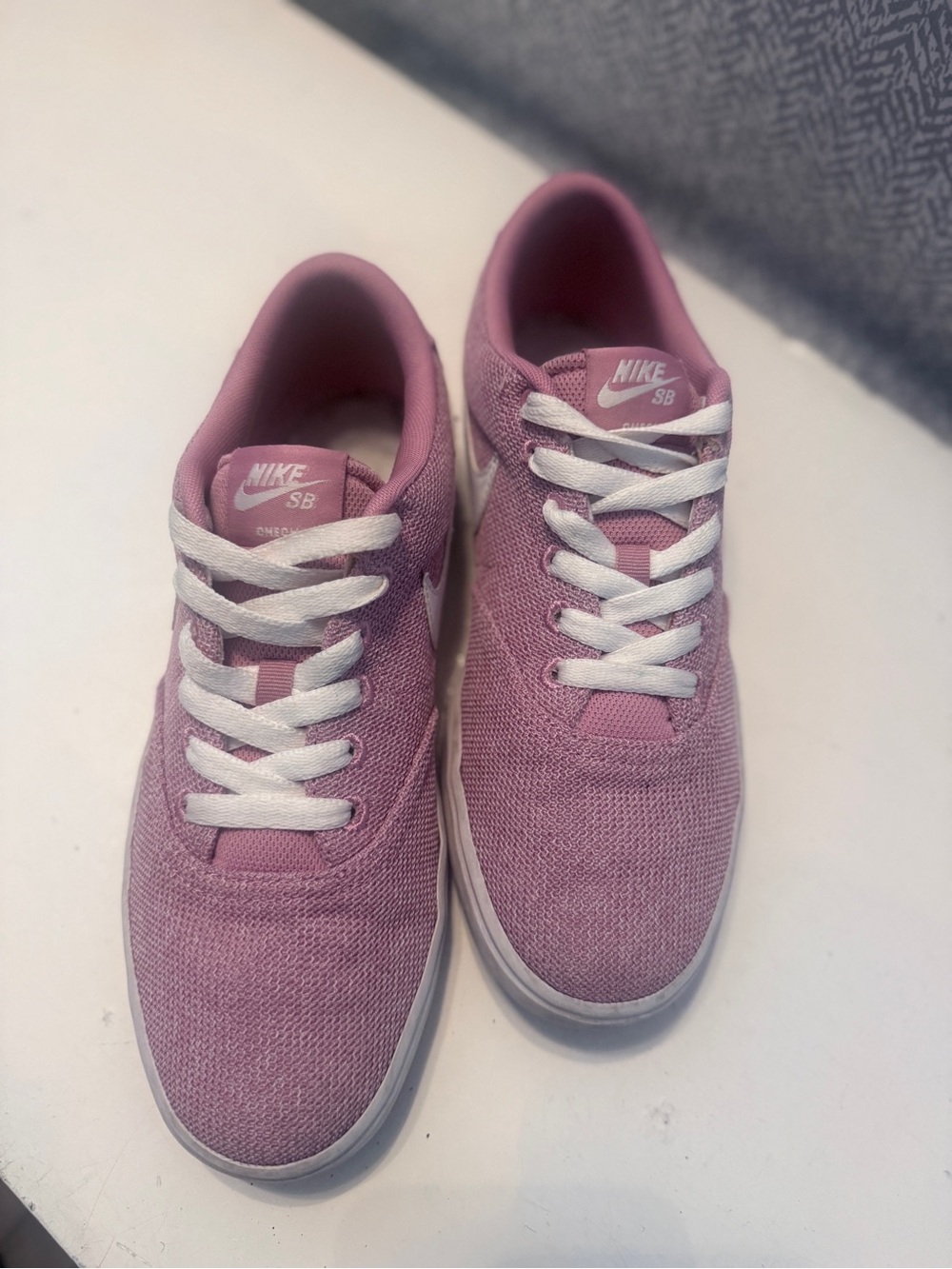 Nike SB Check Canvas Light Pink & White Skate Sneakers | Women's Size 9